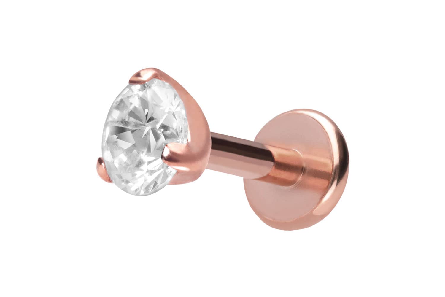 Titan Labret Piercing mit Push Fit EINGEFASSTER KRISTALL